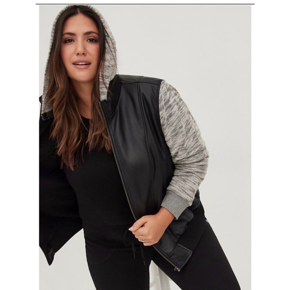 TORRID Black Hooded Leather Jacket - Picture 1 of 11